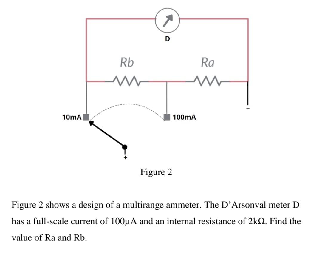 Solved 지 D Rb Ra 10mA 100mA Figure 2 Figure 2 shows a design | Chegg.com