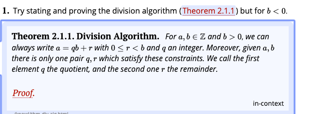 Solved 1. Try stating and proving the division algorithm | Chegg.com