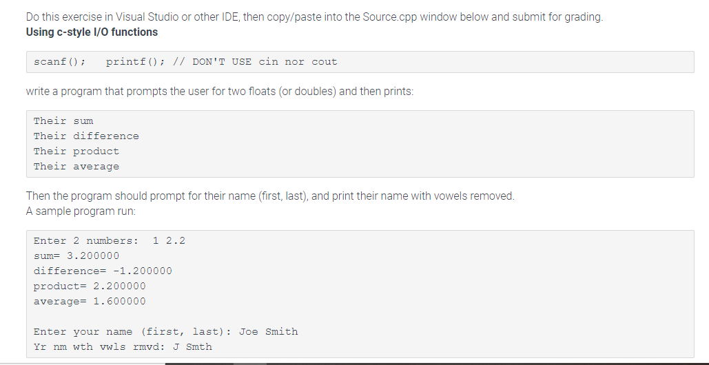 Solved Do this exercise in Visual Studio or other IDE, then | Chegg.com