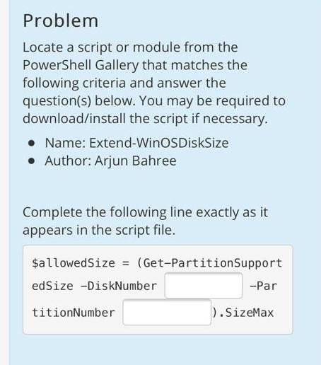Solved Problem Locate a script or module from the PowerShell | Chegg ...