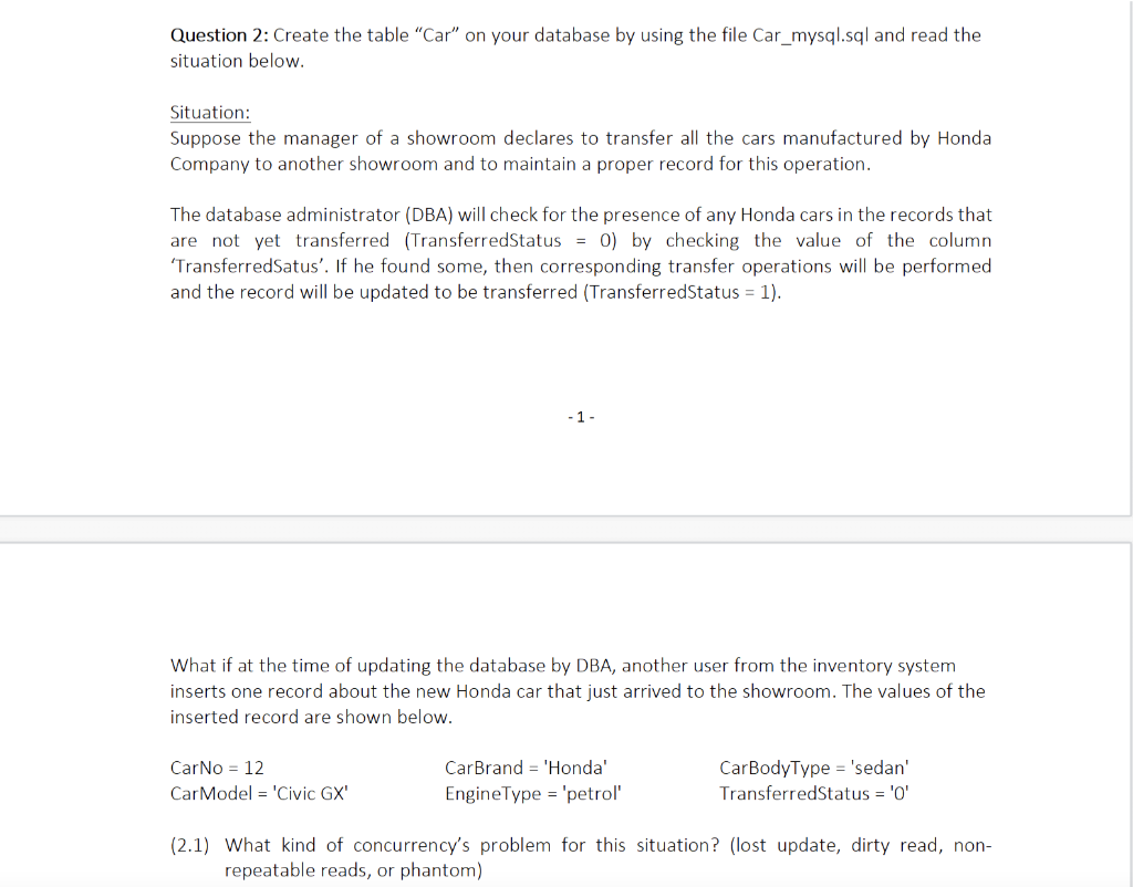 Solved Question 2: Create the table 