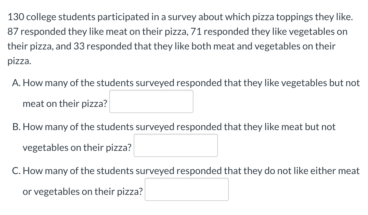 Solved 130 college students participated in a survey about | Chegg.com
