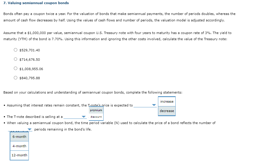 Solved 7. Valuing Semiannual Coupon Bonds Bonds Often Pay A | Chegg.com