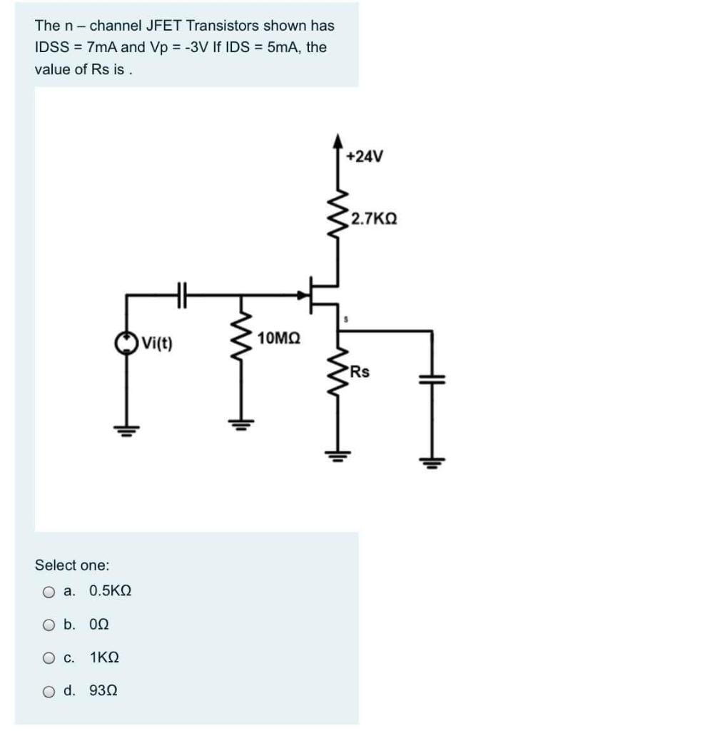 Solved The nchannel JFET Transistors shown has IDSS = 7mA