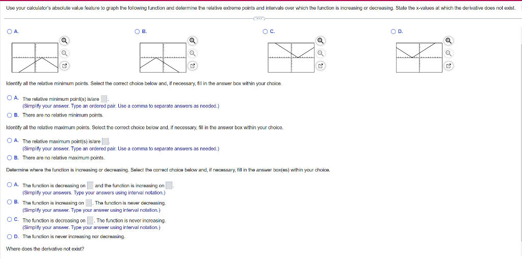 Identify all the relative maximum points sclect the chegg