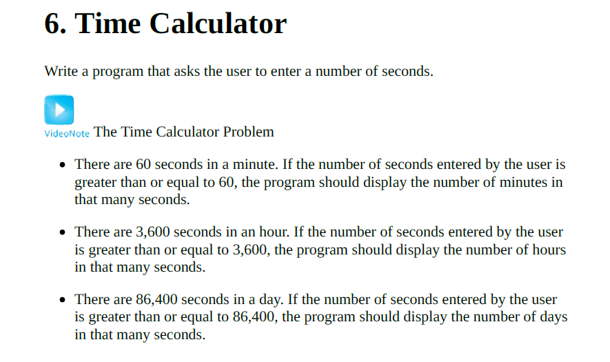 Solved 6. Time Calculator Write a program that asks the user | Chegg.com