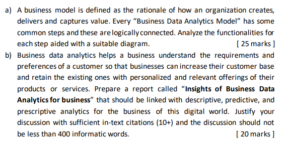 Solved a) A business model is defined as the rationale of | Chegg.com