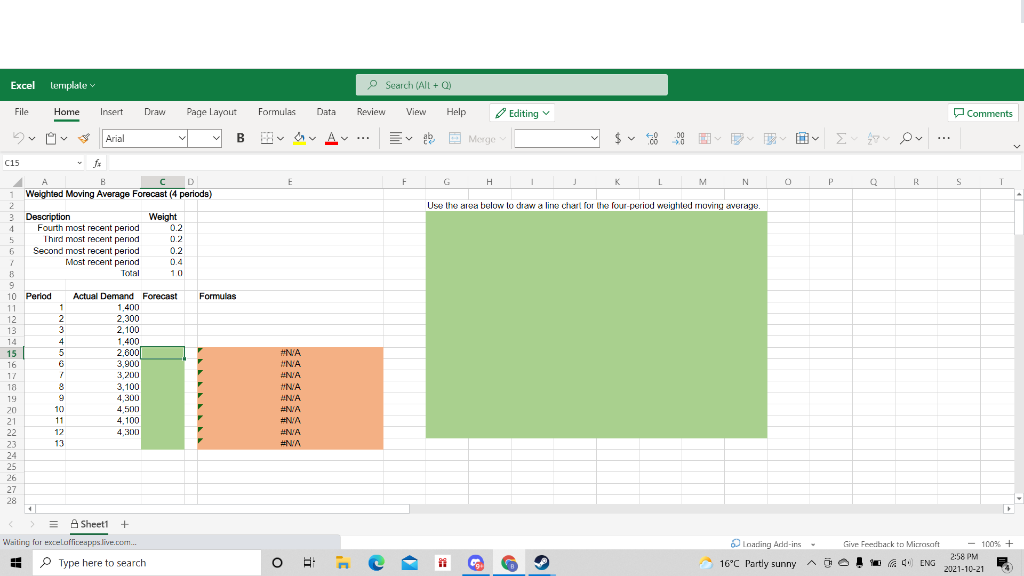 Solved Microsoft Excel Activity #2: Weighted Moving Average | Chegg.com