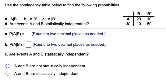 Solved Use The Contingency Table Below To Find The Following | Chegg.com