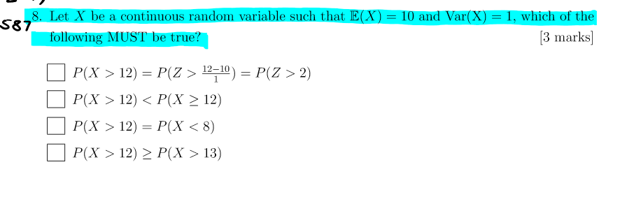 Solved 587 8. Let X Be A Continuous Random Variable Such | Chegg.com