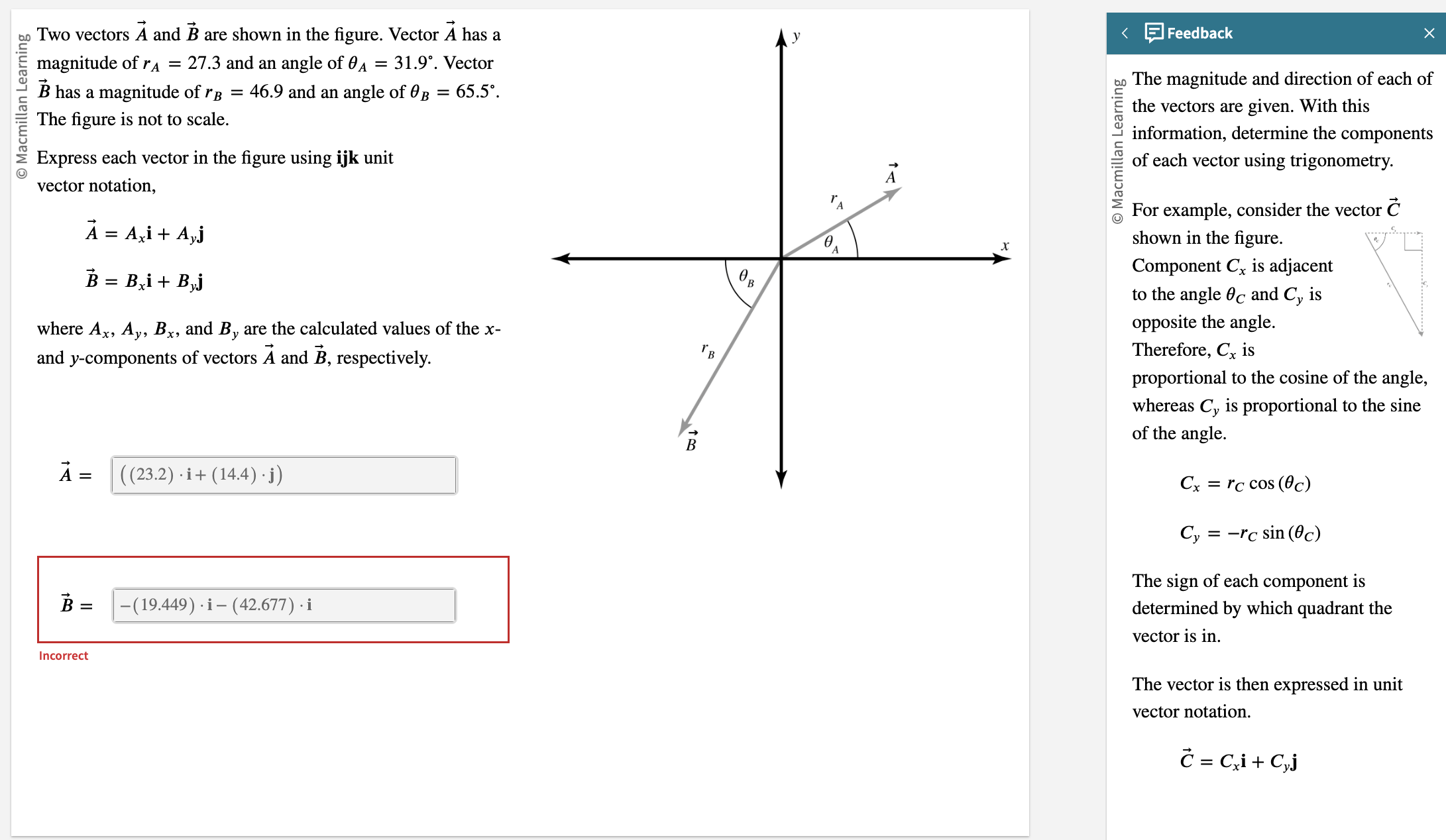 Solved Two Vectors A And B Are Shown In The Figure. Vector A | Chegg.com