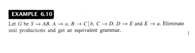 Solved EXAMPLE 6.10 Let G Be S → AB, A + A, B → C|b, C → D, | Chegg.com