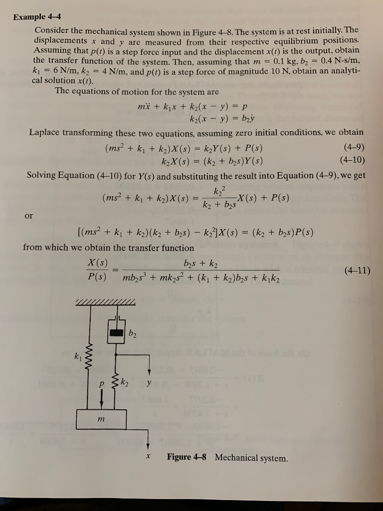 Solved Example 44 Consider the mechanical system shown in | Chegg.com