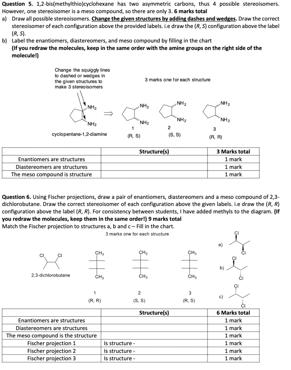 Solved Question 5. 1,2-bis(methylthio)cyclohexane has two | Chegg.com
