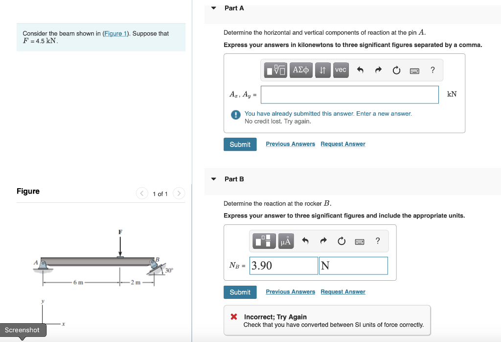 Solved Consider The Beam Shown In F=4.5kN. Determine The | Chegg.com