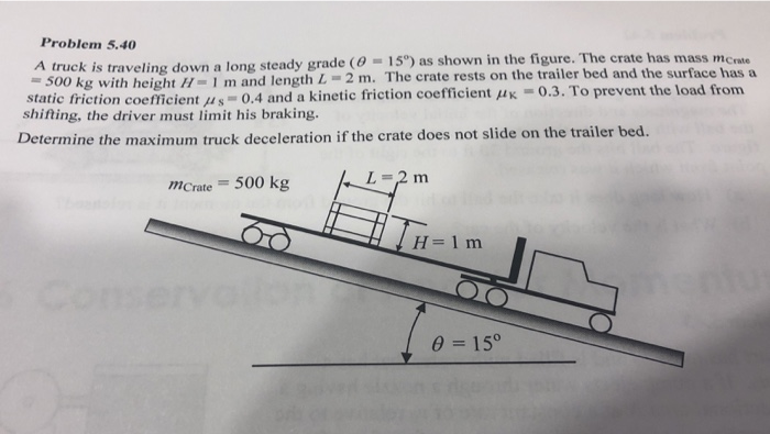 Solved Problem 5.40 A truck is traveling down a long steady | Chegg.com