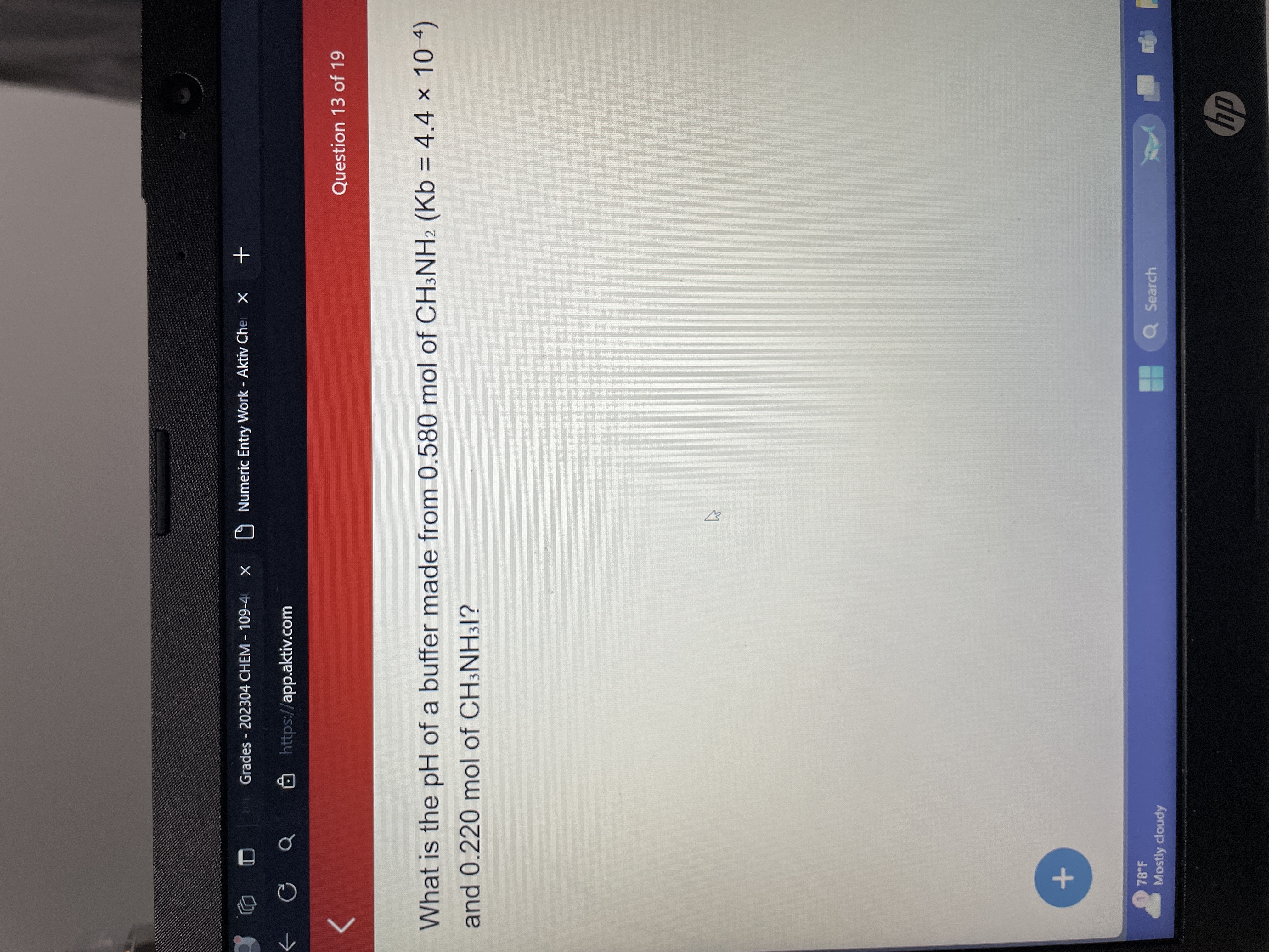Solved What is the pH of a buffer made from 0.580 ﻿mol of | Chegg.com