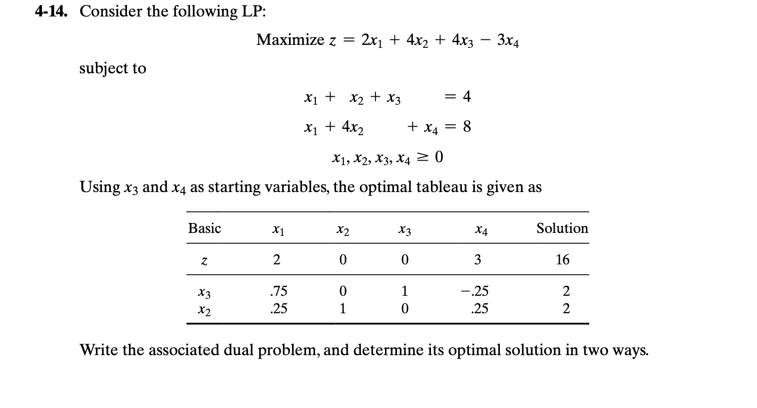 Solved 4-14. Consider the following LP: Maximize | Chegg.com