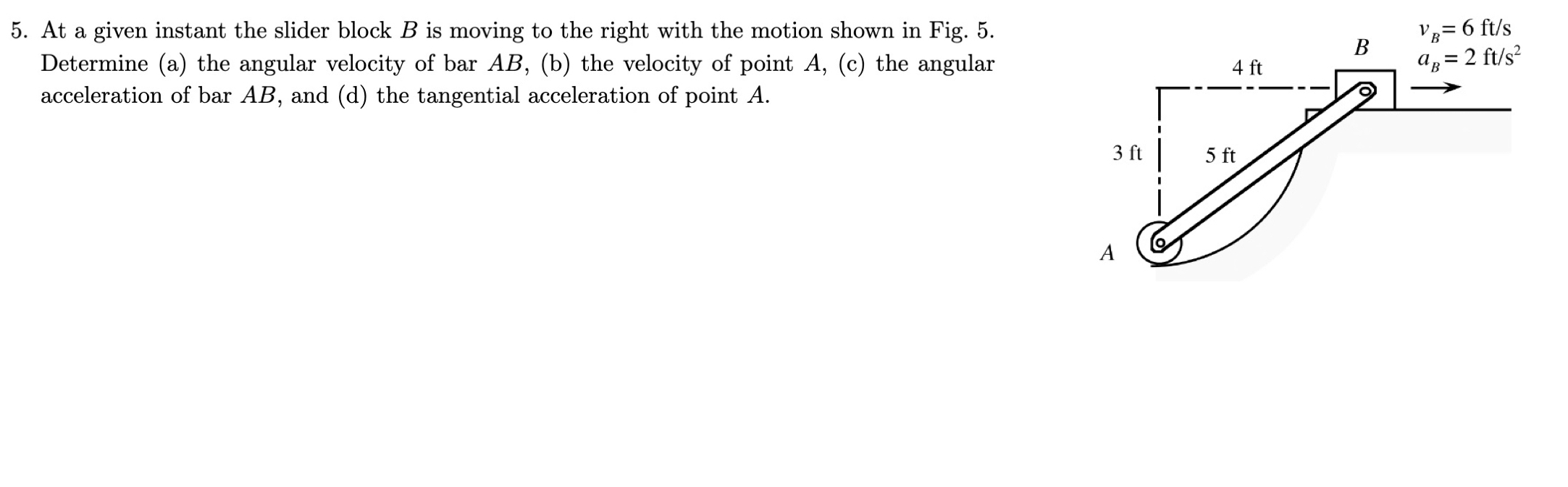 Solved 5. At a given instant the slider block B is moving to