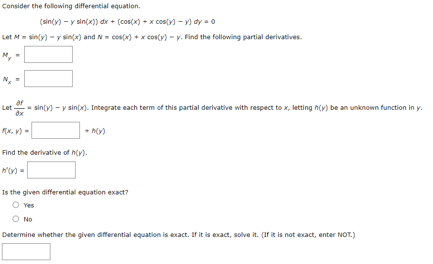 Solved Determine Whether The Given Differential Equation Is