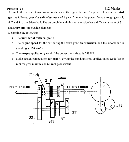 Problem (2) [12 Marks A simple threespeed