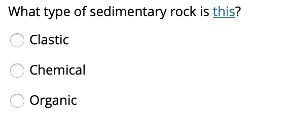 Solved What type of sedimentary rock is this? Chemical | Chegg.com