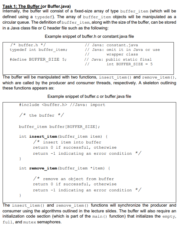 Solved Task 1: The Buffer (or Buffer.java) Internally, the | Chegg.com