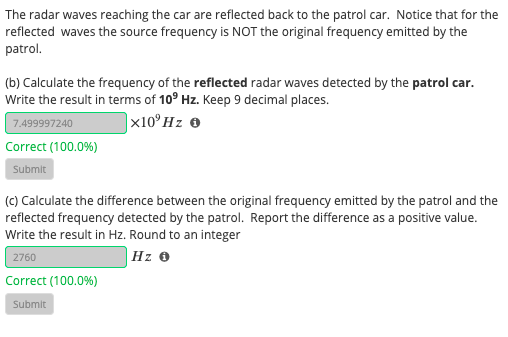 Solved Electromagnetic Wave - Doppler Effect - Catch Speeder | Chegg.com