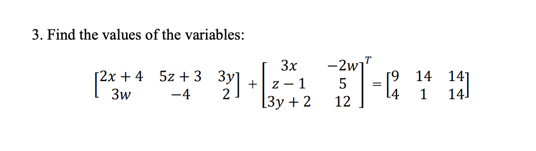 Solved 3. Find the values of the variables: | Chegg.com