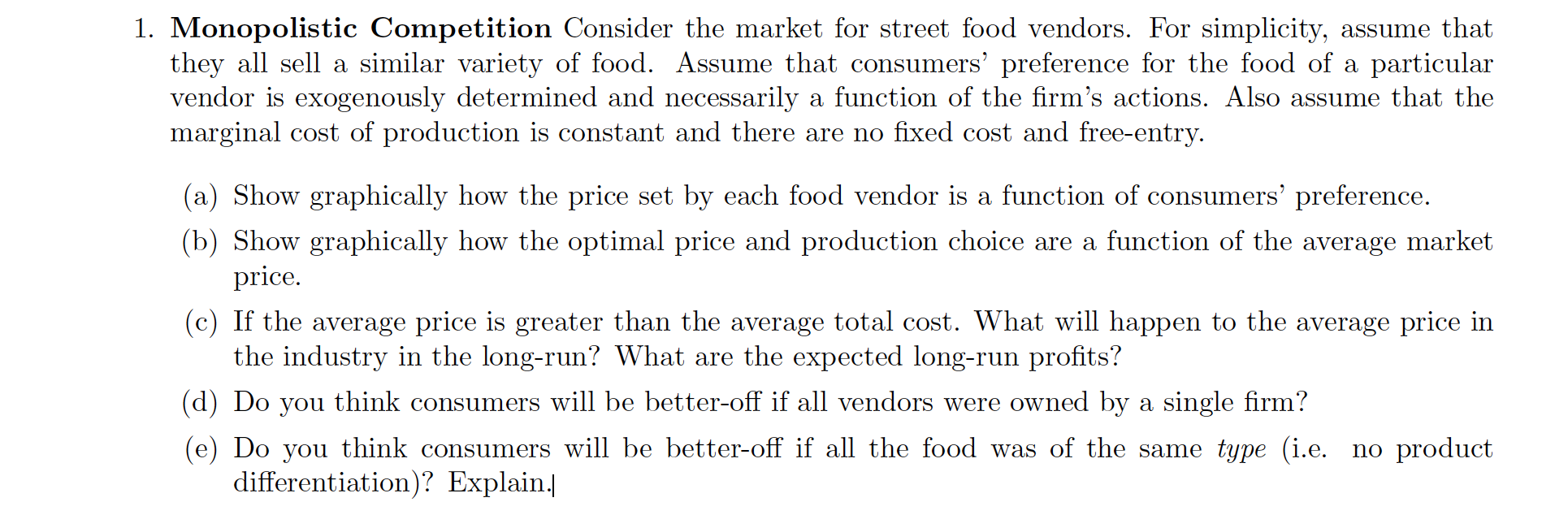 Solved 1. Monopolistic Competition Consider The Market For | Chegg.com