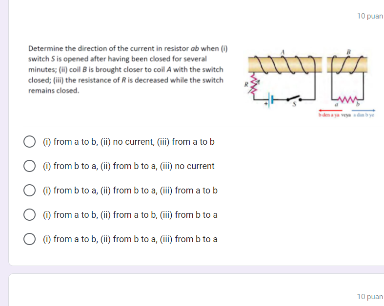 Solved 10 puan Determine the direction of the current in | Chegg.com