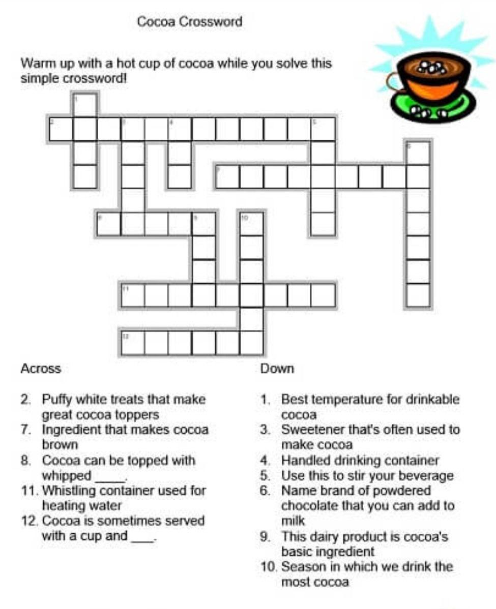 Solved Cocoa Crossword Warm up with a hot cup of cocoa while Chegg com