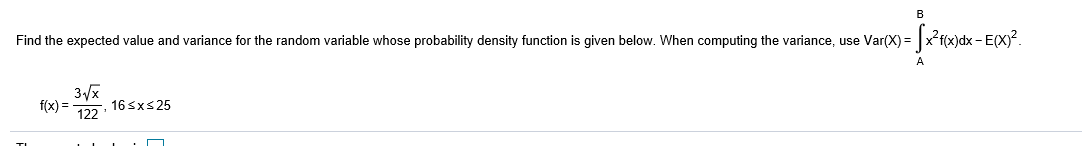 Solved Find the expected value and variance for the random | Chegg.com
