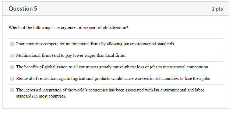 which of the following is not a characteristic of globalization