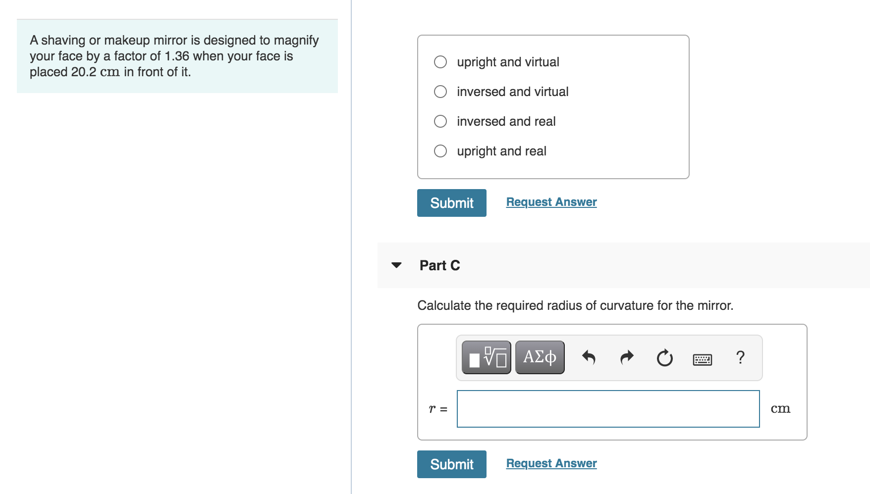 Solved A shaving or makeup mirror is designed to magnify