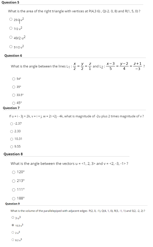 Solved Question 5 What Is The Area Of The Right Triangle Chegg Com
