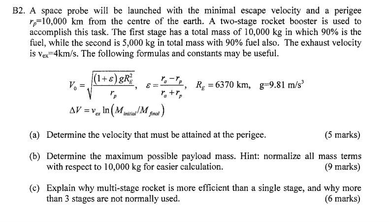 Solved B2. A Space Probe Will Be Launched With The Minimal | Chegg.com