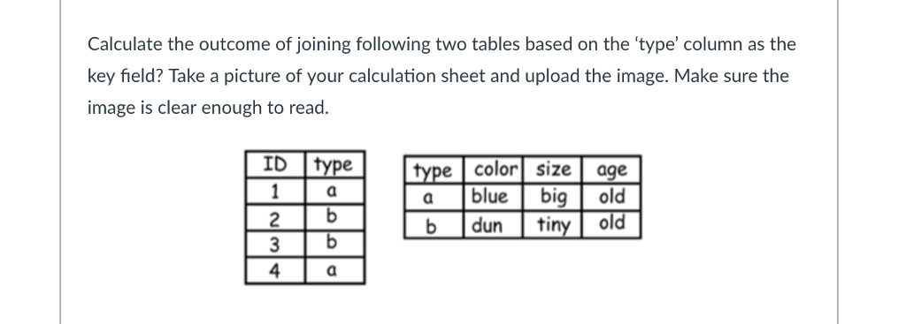 Solved Calculate the outcome of joining following two tables | Chegg.com