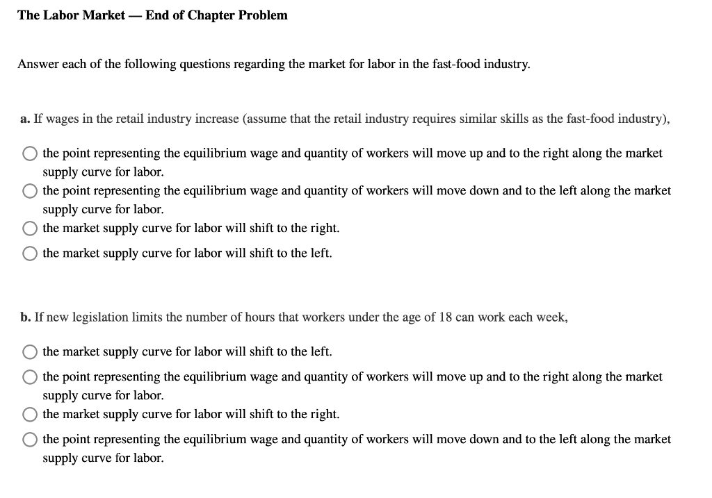 Solved The Labor Market — End of Chapter Problem Answer each 