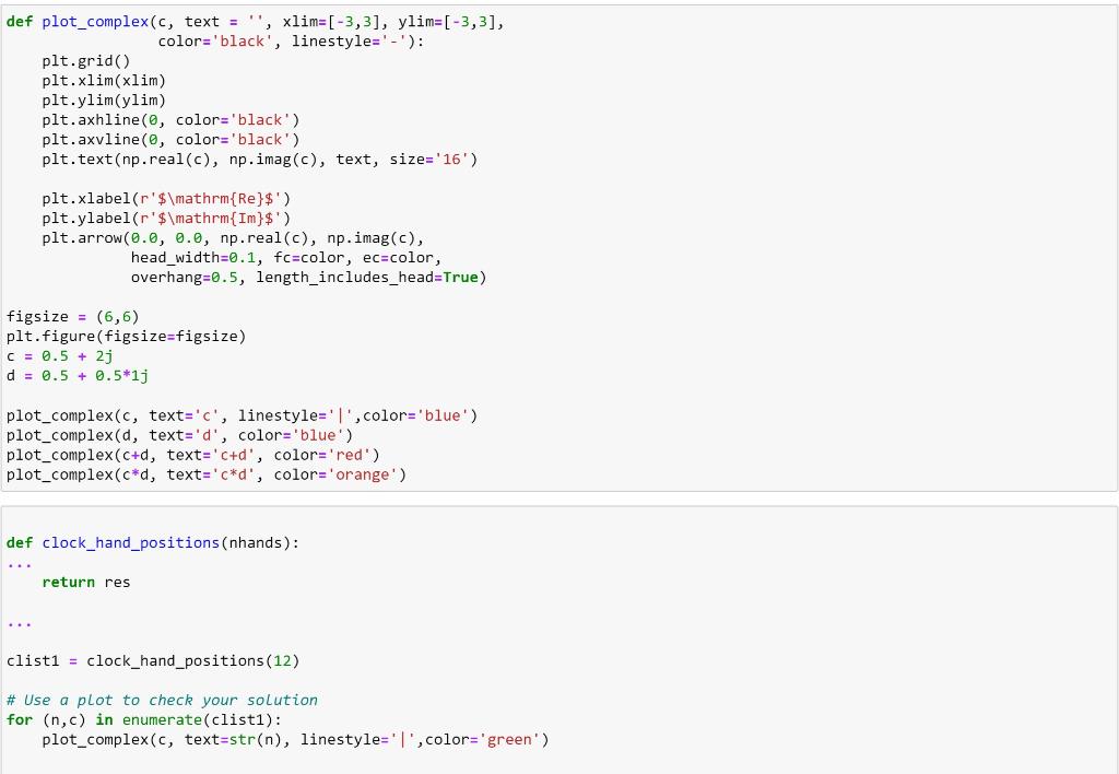 Solved Write a function clock_hand_positions that takes | Chegg.com