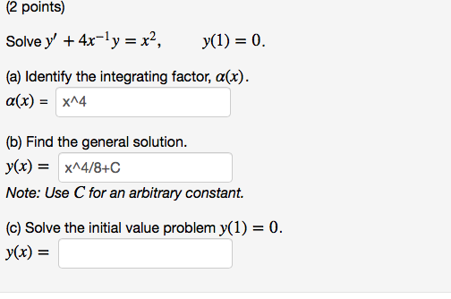 Solved (1 point) Solve 4xy 20y-x-9, y(1)--6 (a) Identify the | Chegg.com