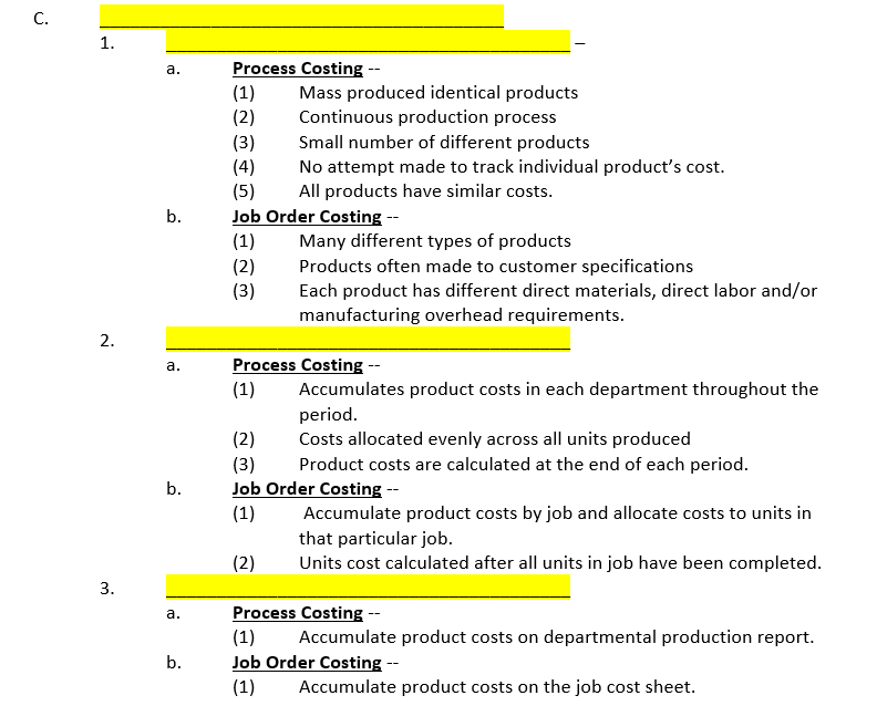 Solved C. 1. A. . Process Costing -- (1) Mass Produced | Chegg.com