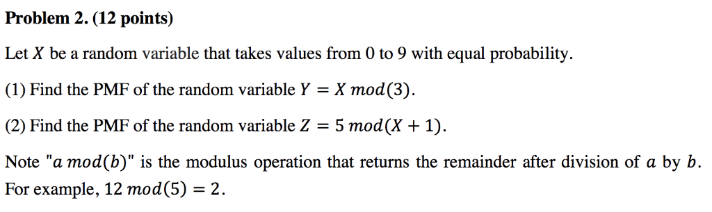 Solved Problem 2. (12 points) Let X be a random variable | Chegg.com