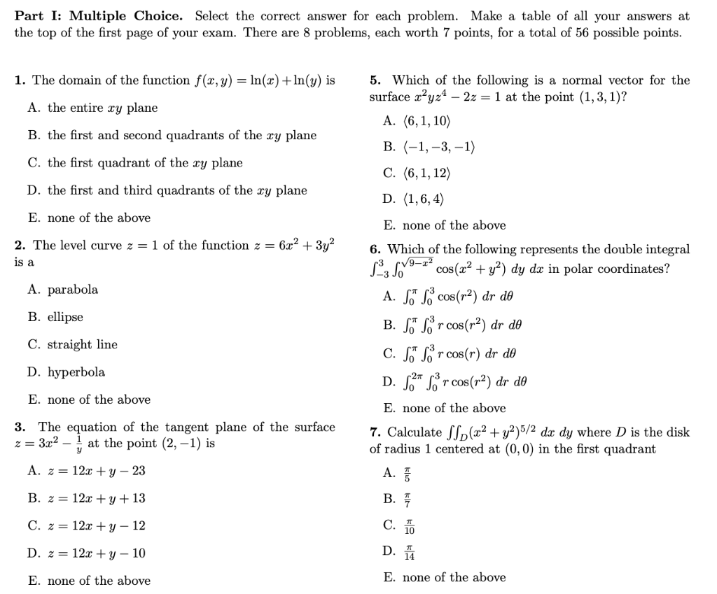 Solved Part I: Multiple Choice. Select the correct answer | Chegg.com