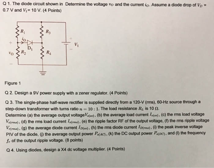 Solved Q 1. The Diode Circuit Shown In Determine The Voltage | Chegg.com