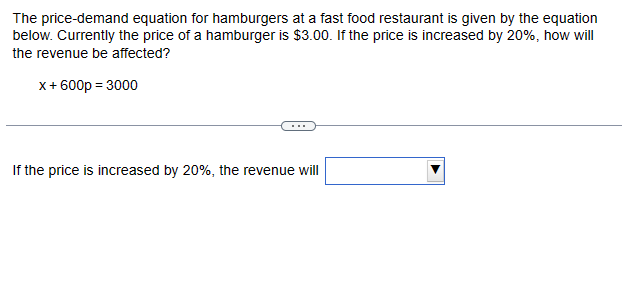 Solved The Price-demand Equation For Hamburgers At A Fast | Chegg.com