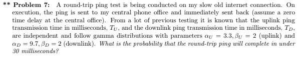Solved ** Problem 7: A round-trip ping test is being | Chegg.com