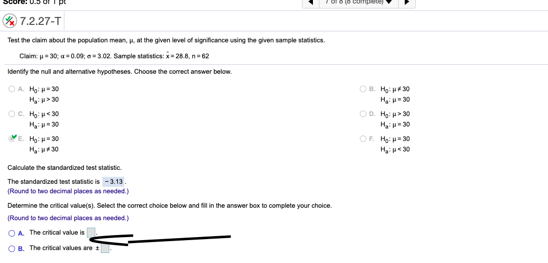 Solved "x 7.2.29-T A Question Help Test the claim about the | Chegg.com