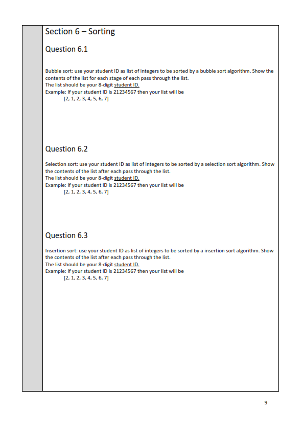 Solved Section 6 - Sorting Question 6.1 Bubble sort: use | Chegg.com