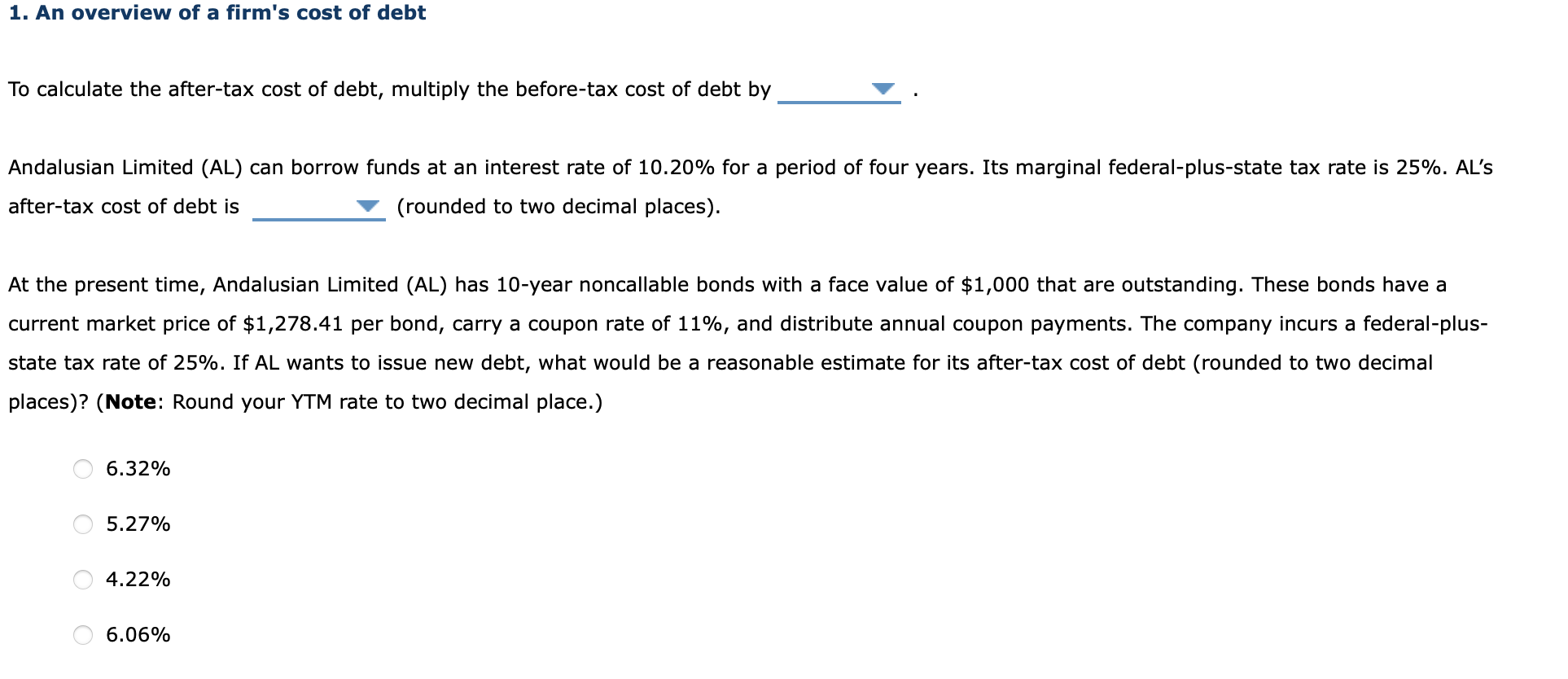 solved-1-an-overview-of-a-firm-s-cost-of-debt-to-calculate-chegg